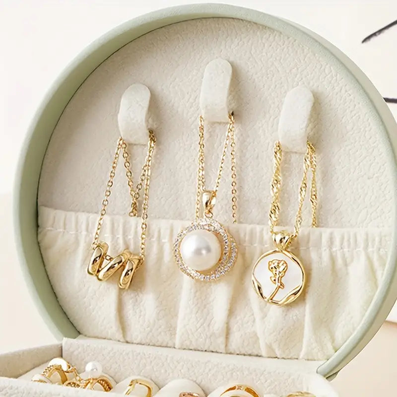 Élégance nomade: la boîte à bijoux ronde compacte